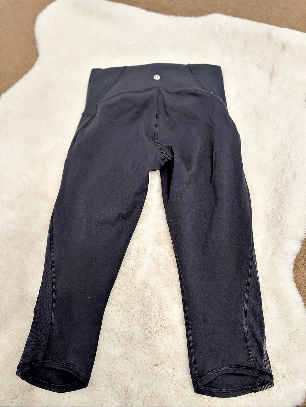 lululemon Mesh In Motion Crop *23" Women's Black Mesh Panel Leggings Size 6